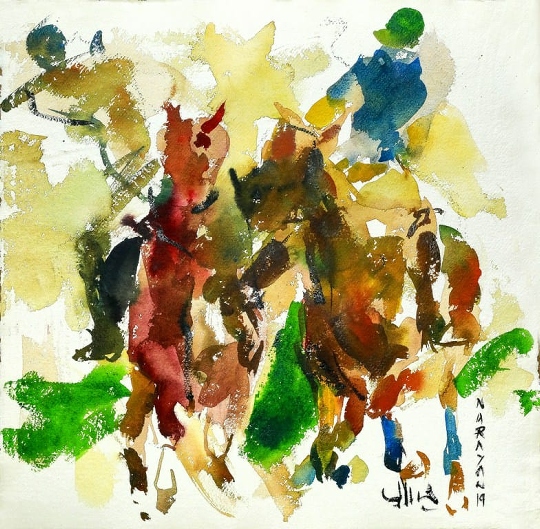 Polo Series –  An Exhibition of Paintings By prominent artist M Narayan in Jehangir Art Gallery